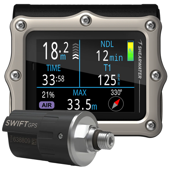 Shearwater Perdix 3 Dive Computer Silver w. Swift GPS Transmitter - SAVE $50 - PRE-ORDER!