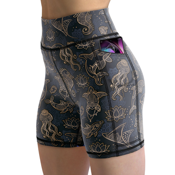 Spacefish Army Shorts - Ocean Mandala