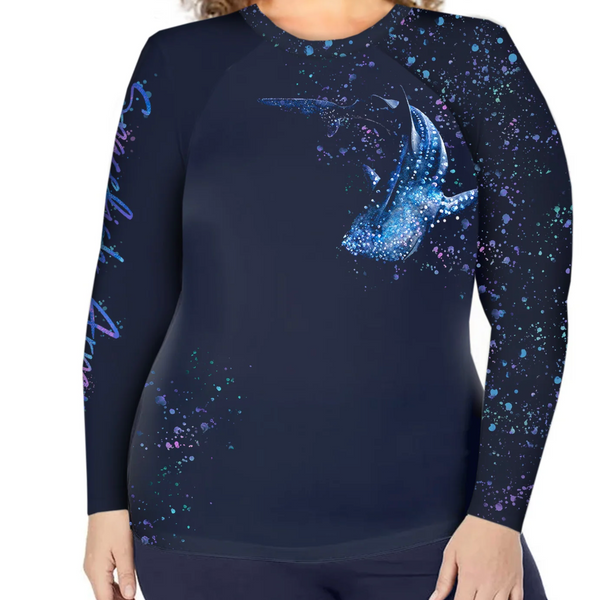 Spacefish Army Plus Size Pullover Rashguard - Whale Shark Wonderland