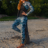 Spacefish Army Contour Leggings - Electric Blue Octofloral